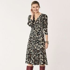 Diane Von Furstenberg Animal Print Long Sleeve Dress